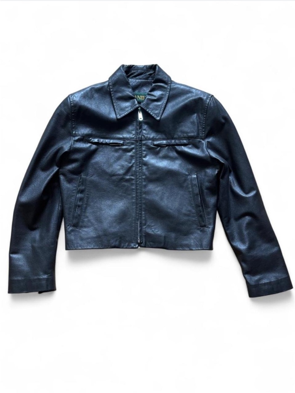 Danier Black Leather Crop Boxy Jacket